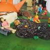 Couple sitting by a lake made from piping gel